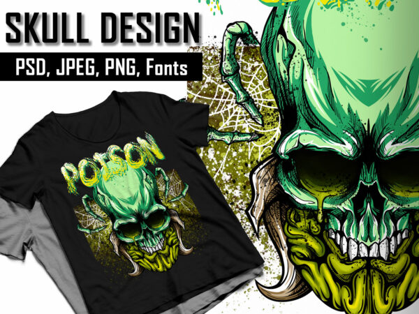 Skull design 2 – psd, png, jpeg, font- 90% off
