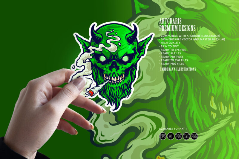 Angry Devil Marijuana Smoke Illustrations