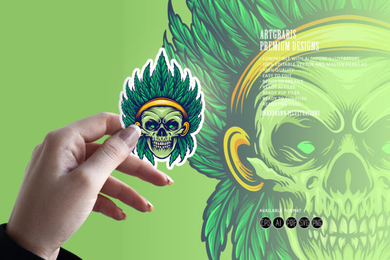 Weed Skull Indian Cannabis Leaf Sublimation