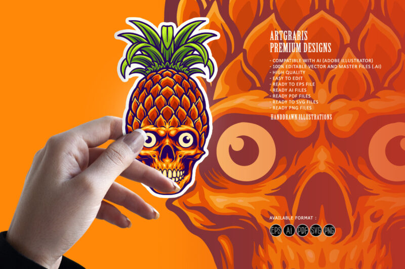 Pineapple Skull Summer Tropical Clipart