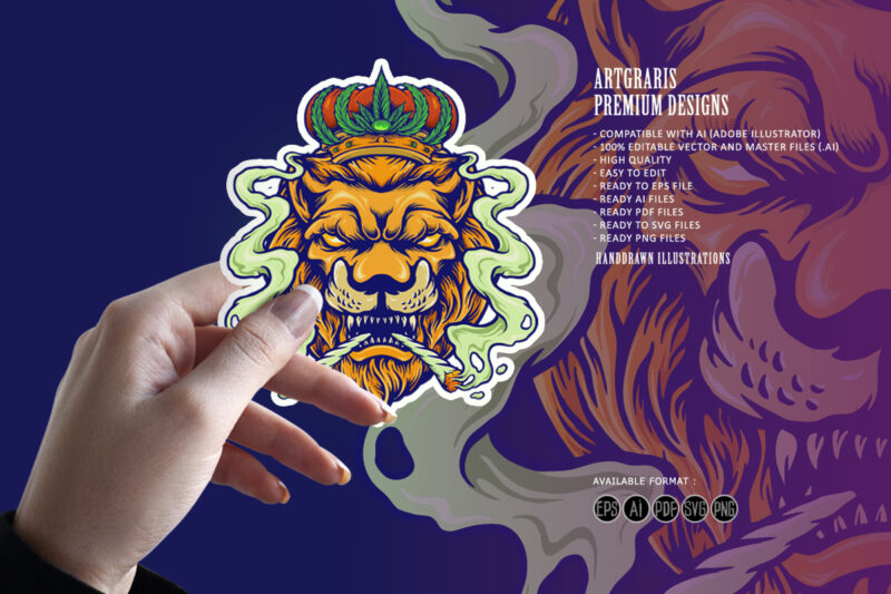 Lion King Weed Smoke Cannabis Mascot
