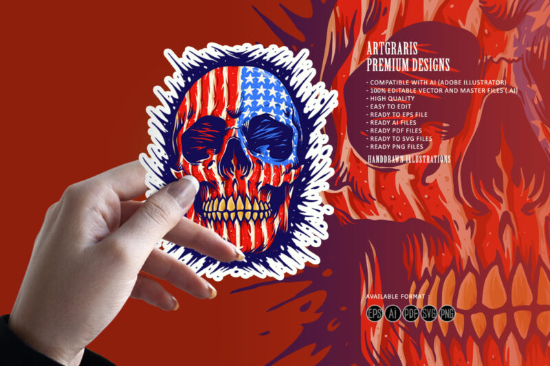 American Flag Skull Gold Dental