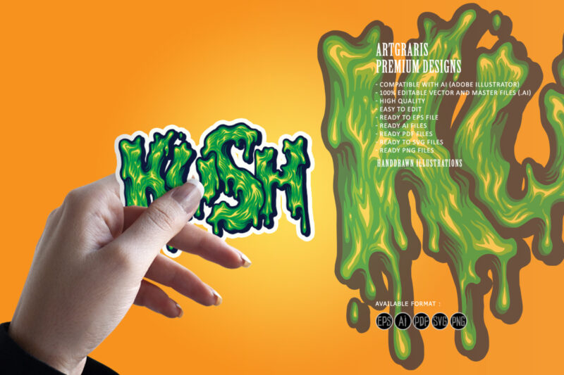 Kush Typeface Melting vector illustrations