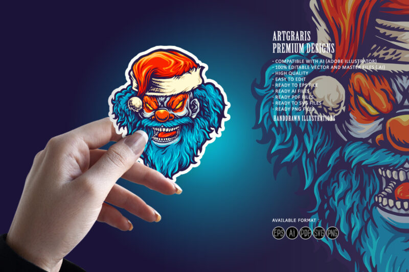 Angry Clown Santa Hat Illustrations