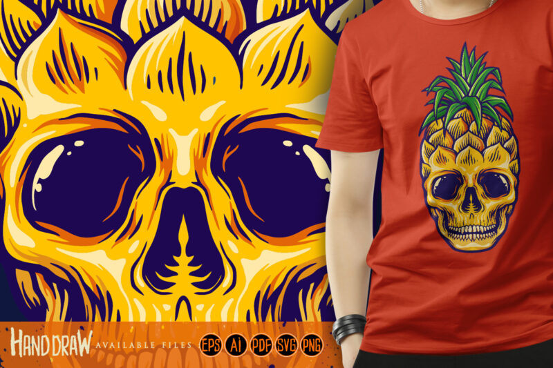 Tropical Pineapple Skull Summer Mascot