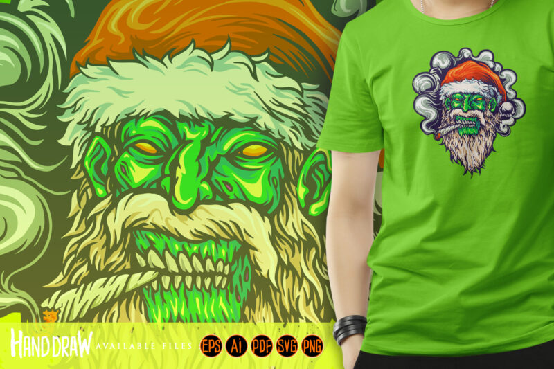 Zombie Skull Santa Claus Christmas Cannabis Smoking