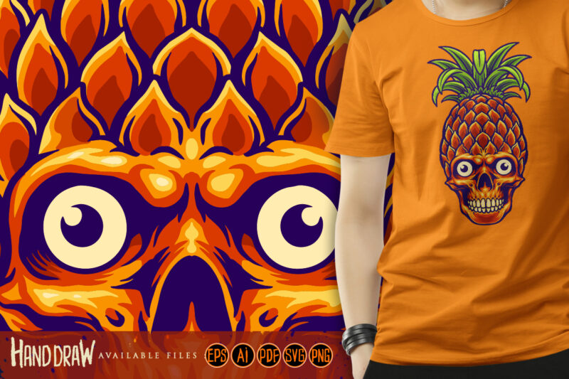 Pineapple Skull Summer Tropical Clipart