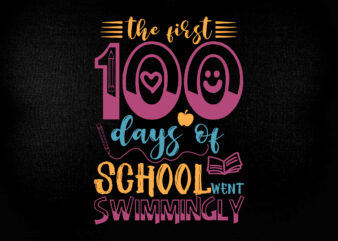 The first 100 days of school went swimmingly SVG editable vector t-shirt design