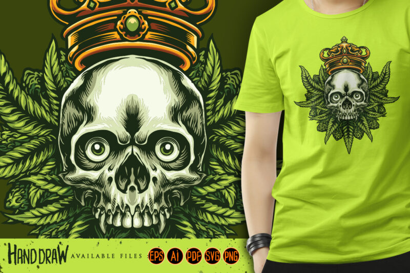 King cannabis skull and weed leaf