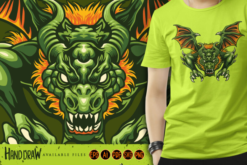 Green dragon attack illustration