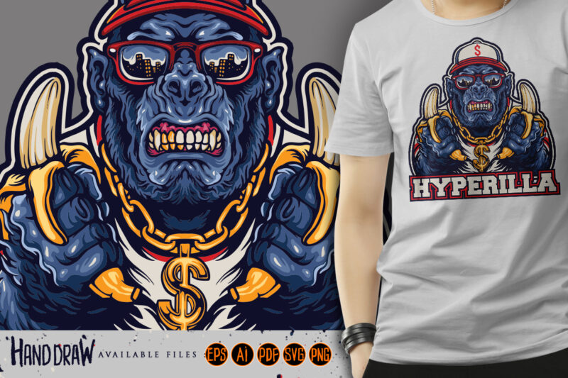 Gorilla hype beast with bananas character