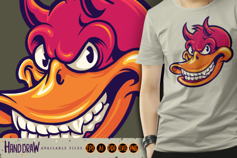 Smiling duck devil character