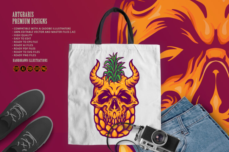 Pineapple Skull Summer Illustrations