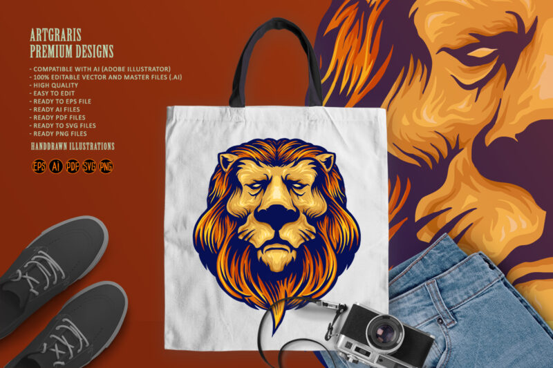 Cool Head Lion Logo Mascot ClipArt