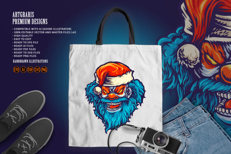 Angry Clown Santa Hat Illustrations