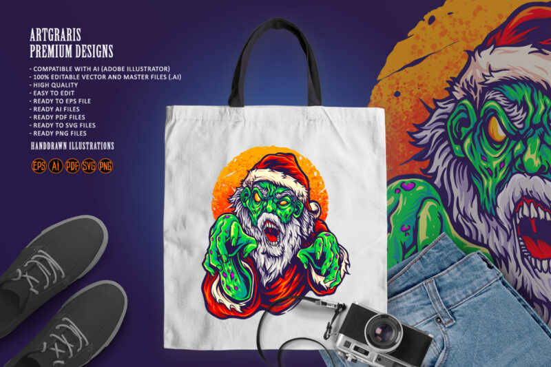 Santa Claus Scream Zombie Illustrations