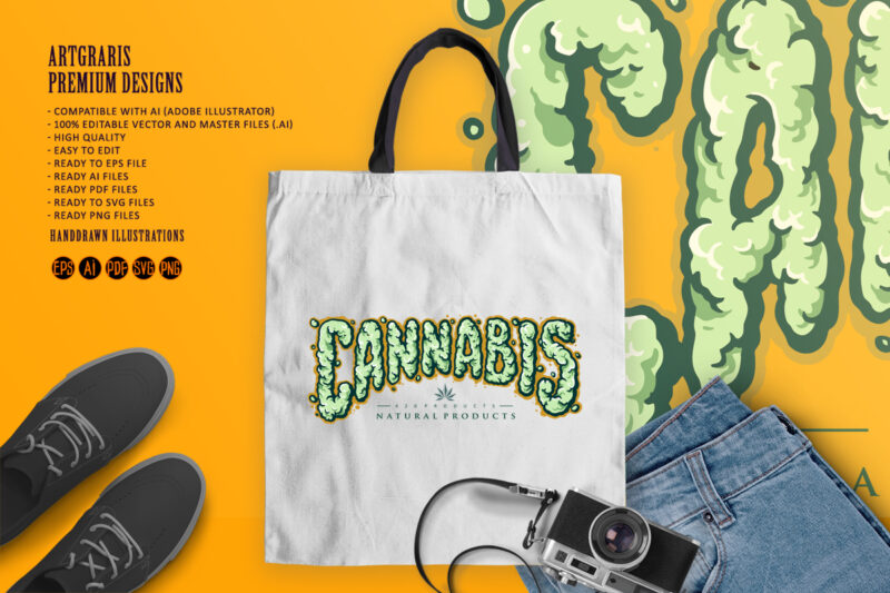 Cannabis Text Smoke Element Illustrations