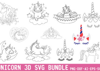 Unicorn 3D SVG Bundle