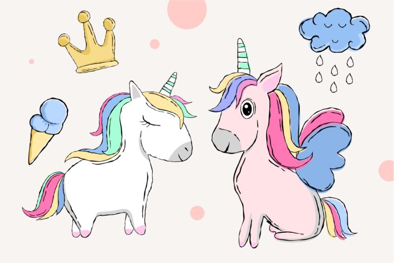 Unicorn illustrations clipart bundle