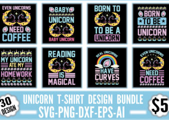 Unicorn T-shirt Design Bundle