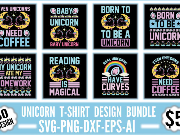 Unicorn t-shirt design bundle