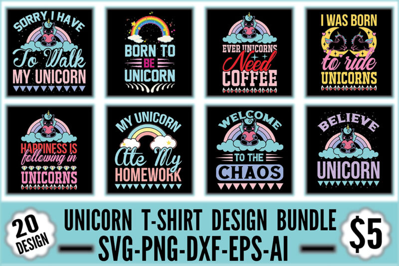 Unicorn T-shirt Design Bundle