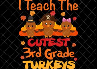 I Teach The Cutest 3rd Grade Turkeys Svg, Thanksgiving Teacher Svg, Cute Thanksgiving Teacher Svg, Thanksgiving For Teachers Svg t shirt design for sale