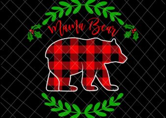 Mama Bear Svg, Bear Buffalo Plaid Xmas Svg, Funny Family Christmas Svg, Mama Bear Christmas Svg