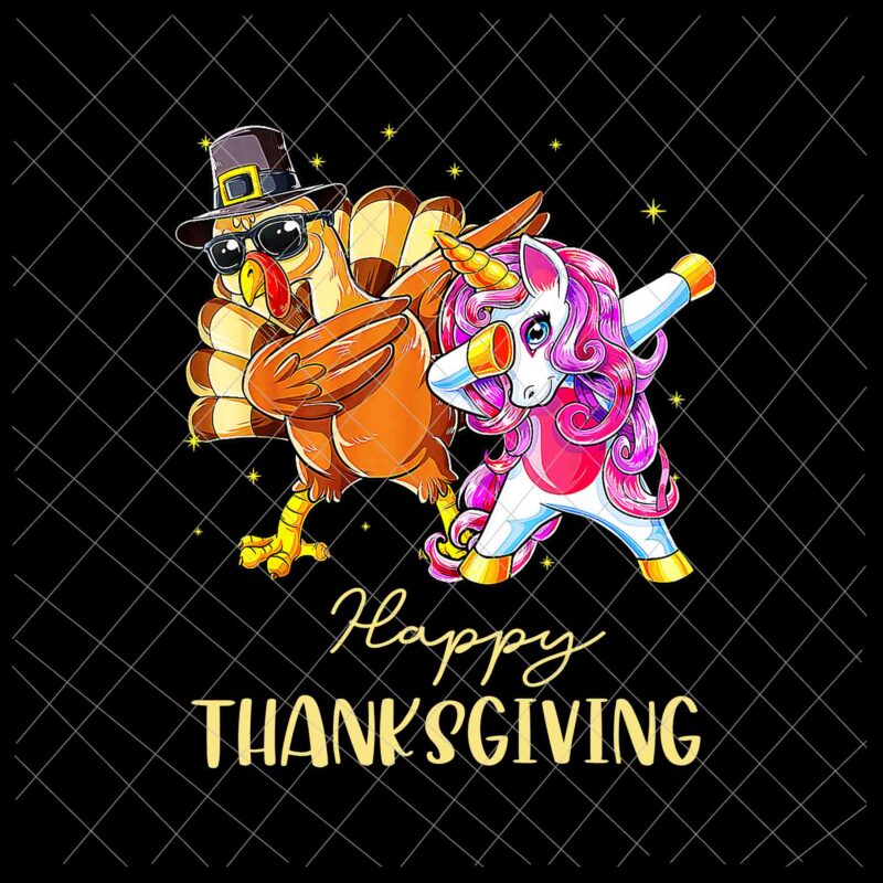 Happy Thanksgiving Unicorn Turkey Dabbing Png, Thanksgiving Unicorn Turkey Png, Unicorn Turkey Dabbing Png