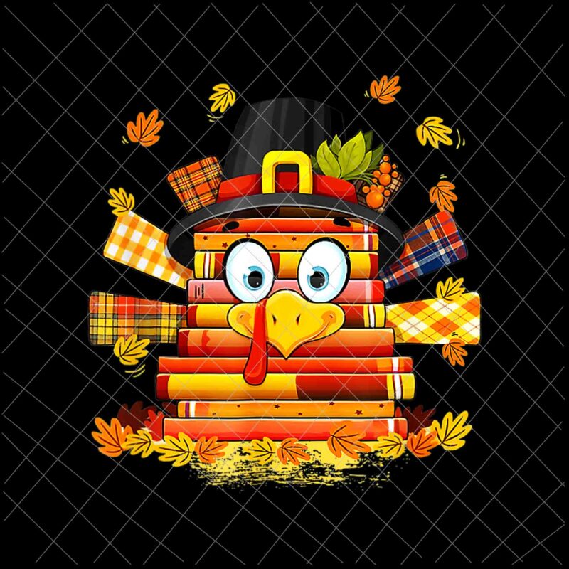 Librarian Book Lover Reader Turkey Thanksgiving Autumn Png, Book Turkey Png, Book Thanksgiving Png