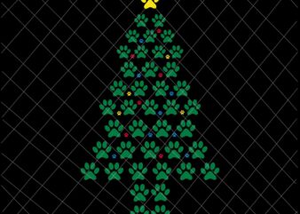 Funny Christmas Dog Paw Svg, Dog Paw Tree Svg, Tree Dog Paw Svg, Christmas Dog Paw Svg