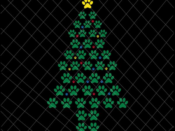 Funny christmas dog paw svg, dog paw tree svg, tree dog paw svg, christmas dog paw svg t shirt graphic design