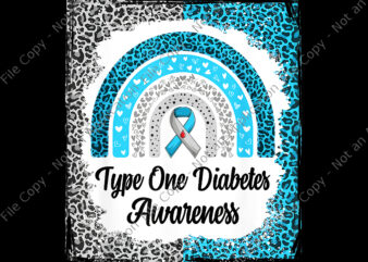 Type One Diabetes Awareness Bleached Rainbow Leopard Ribbon Png, Type One Diabetes Awareness Png, Diabetes Awareness Blue Png