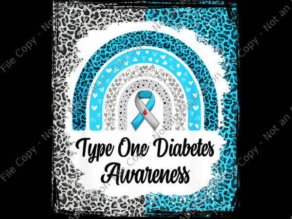 Type one diabetes awareness bleached rainbow leopard ribbon png, type one diabetes awareness png, diabetes awareness blue png t shirt designs for sale