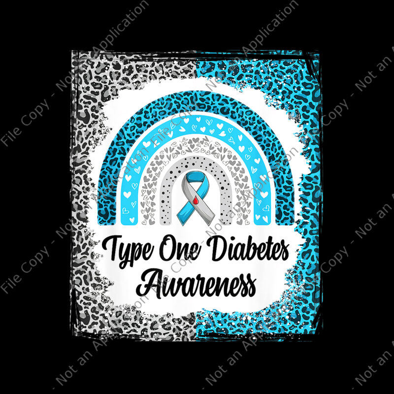 Type One Diabetes Awareness Bleached Rainbow Leopard Ribbon Png, Type One Diabetes Awareness Png, Diabetes Awareness Blue Png