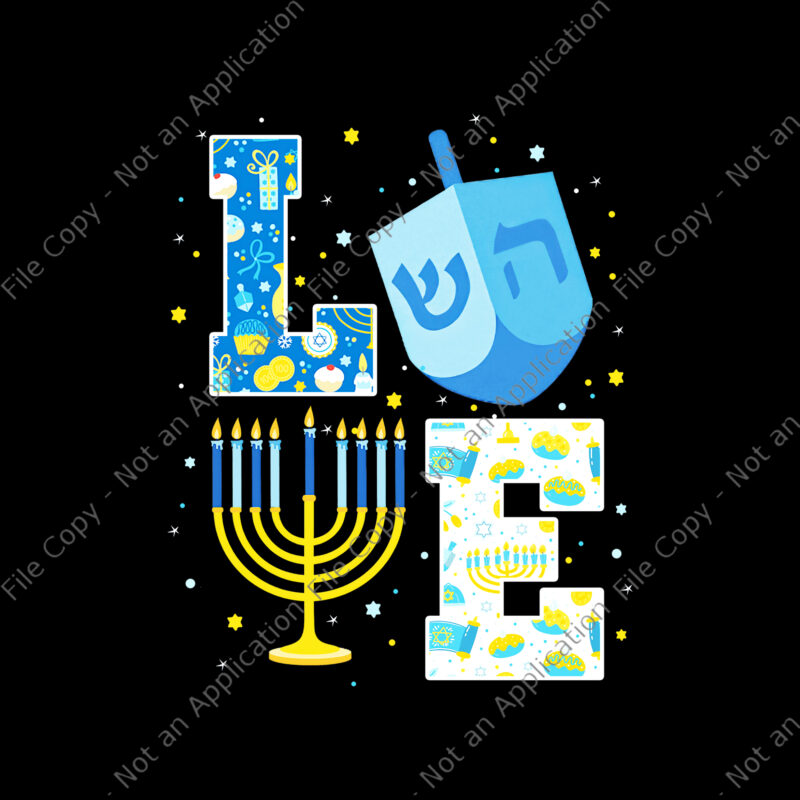 Love Hanukkah Png, Love Cute Hanukkah Decorations Dreidel Menorah Chanukah Png, Hanukkah Png