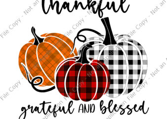 Thankful Grateful Blessed Plaid Png, Thanksgiving Png, Thanksgiving Pumpkin Png, Pumpkin Png