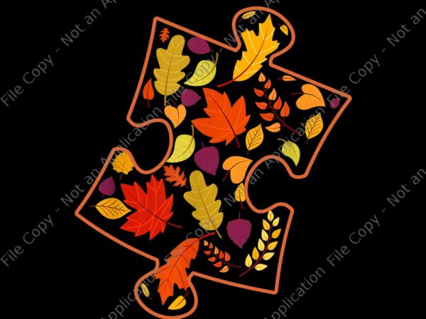 Autism awareness png, fall leaf autumn png, thanksgiving puzzle piece png, thanksgiving png, thanksgiving day png t shirt vector