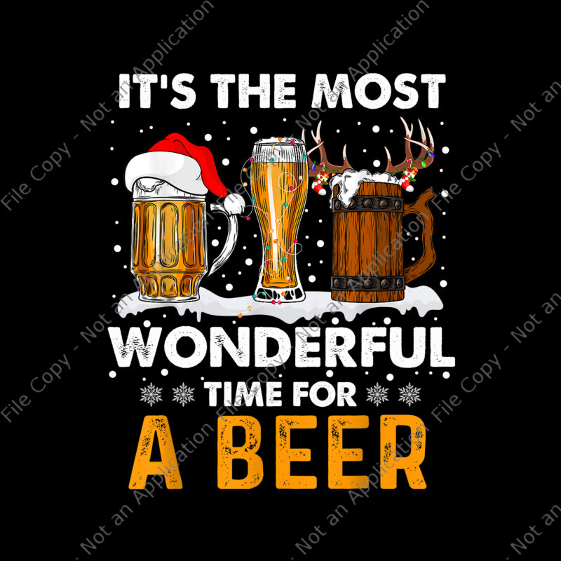 It’s The Most Wonderful Time For A Beer Christmas Png, Drink Xmas Png, Beer Christmas Png, Christmas Png, Santa Png