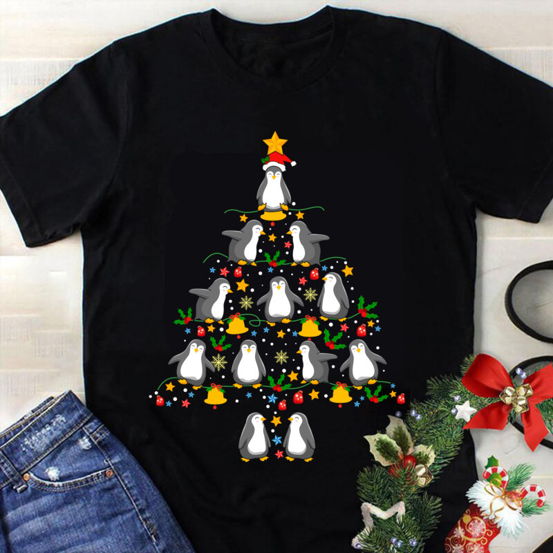 Penguin Christmas Tree Lights Svg, Penguin Christmas Svg, Christmas Svg, Tree Christmas Svg, Tree Svg, Santa Svg, Merry Christmas Svg