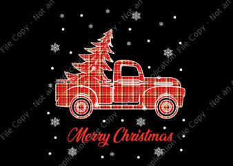 Merry Christmas Buffalo Truck Tree Red Plaid Png, Truck Merry Christmas Png, Christmas Png, Truck Tree Png