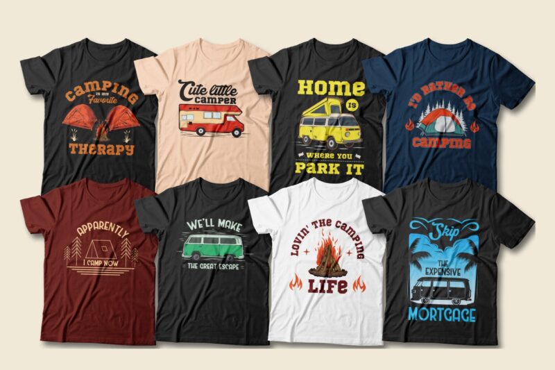 t-shirt vector Van life campervan t-shirt designs bundle, Van life quotes, Campervan quotes, Digital nomad t shirt design collection, camper t shirt designs, Adventure with car