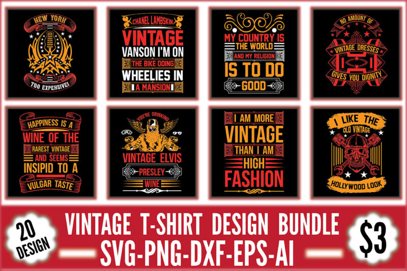 Vintage T-shirt Design Bundle