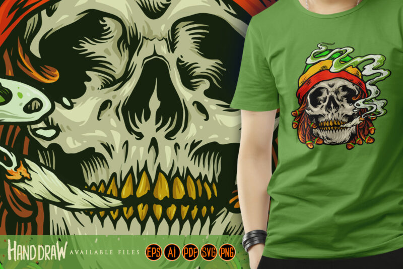 Weed Skull Smoke Cannabis Jamaican Hat - Buy t-shirt designs