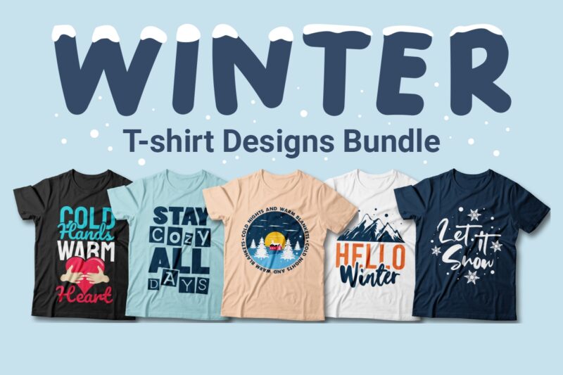 Winter quotes t-shirt designs bundle