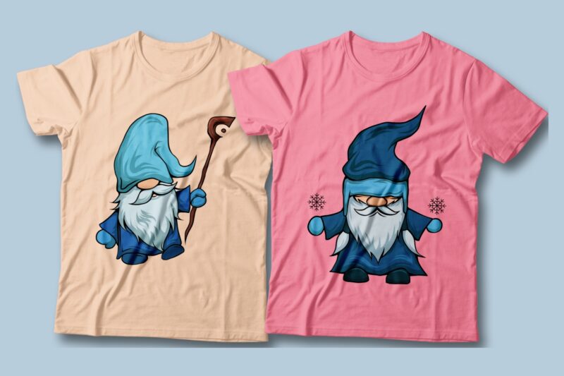 Winter gnomes illustrations bundle, Winter gnome clipart, Cute gnome in snow winter, Gnome vector