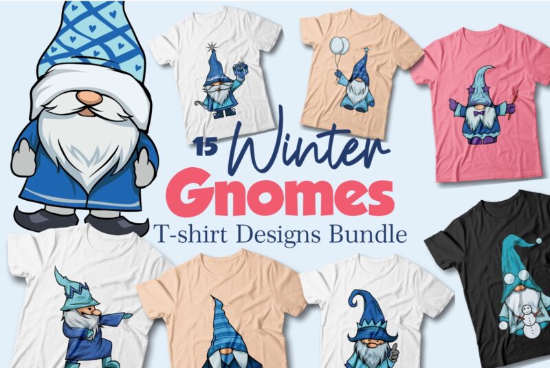Winter gnomes illustrations bundle