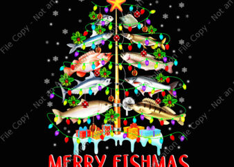 Merry Fishmas Christmas Tree Png, Merry Fishmas Png, Tree Christmas Png, Christmas Png, Funny Christmas Tree Lights Fish Png, Fishing Rod Png