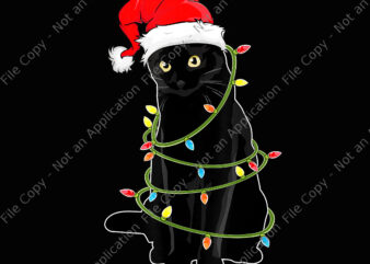 Black Cat Christmas Pajama Png, Cat Christmas Light Png, Cat Png, Christmas Png, Hat Santa Png, Cat Light Christmas Png, Black Cat Christmas