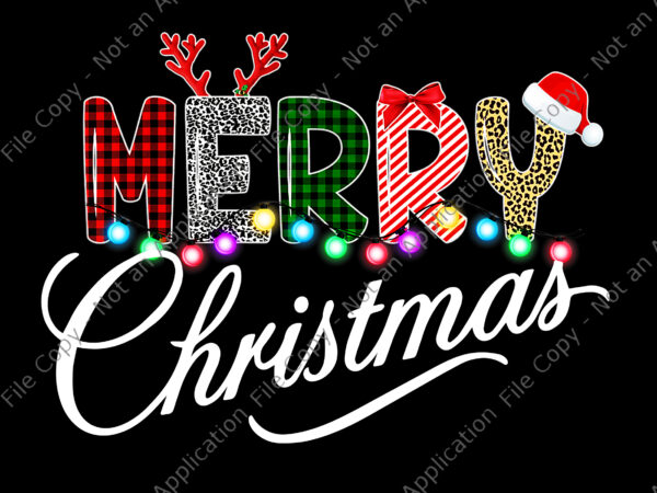 Merry christmas leopard buffalo red png, merry christmas png, merry christmas lights t shirt designs for sale